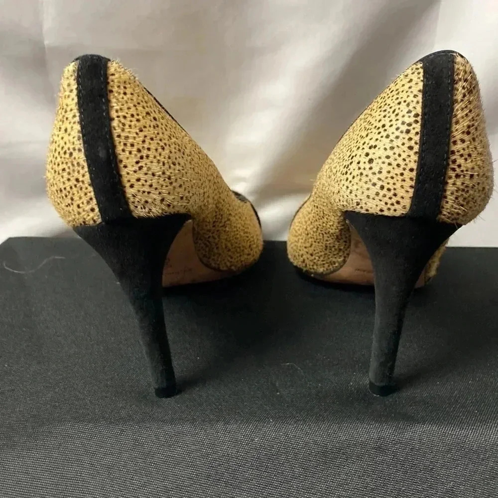 ANTONIO MELANI WO SIZE 7 TAN FUR BLACK DOTTED ANIMAL PRINT LEATHER UPPER - Picture 6 of 14